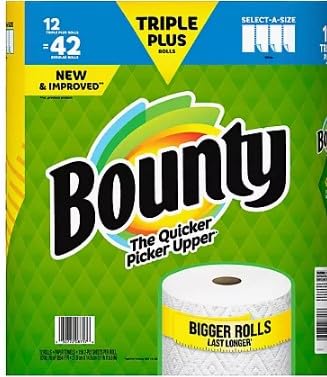 Bounty Select-A-Size Paper Towels, Triple Plus Rolls, 12 ct./158 Sheets- THE BIGGEST BOUNTY PAPER TOWELS
