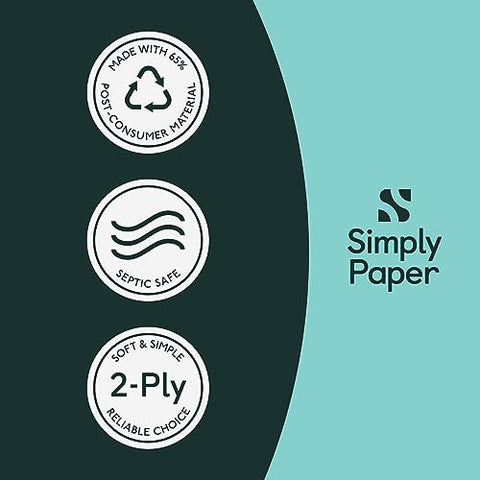 Simply Paper 2-Ply Bath Tissue – Unscented, Septic Safe Toilet Paper Rolls – 24 Pack Soft Toilet Paper Made in USA – 400 Sheets Per Roll, 24 Pack
