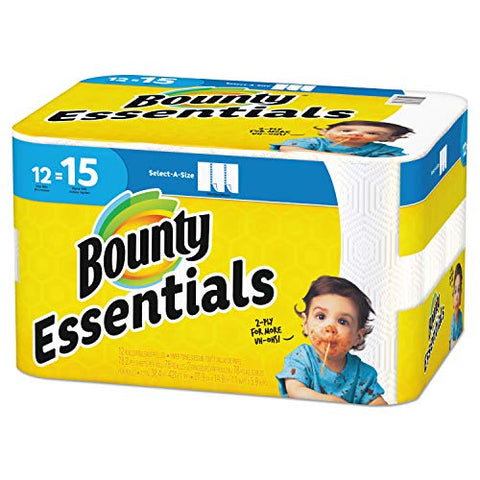 Bounty 75720 Essentials Select-A-Size Paper Towels, 2-Ply, 78 Sheets/Roll, 12 Rolls/Carton