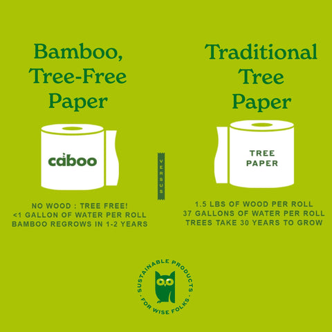Caboo Tree Free Toilet Paper, Tree Free, Septic Safe Toilet Tissue, Eco Friendly, Biodegradable, Chemical Free 2 Ply Toilet Paper, Pack of 24 Double Rolls, 300 Sheets Per Toilet Paper Roll