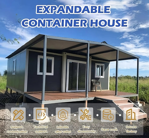 Portable Prefabricated Tiny Home (19ft x 20ft x 8ft) Expandable House Container with 2 Bedroom Home Plans 20ft Expandable Container House